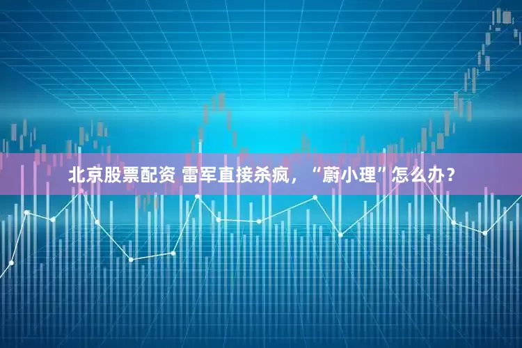 北京股票配资 雷军直接杀疯，“蔚小理”怎么办？